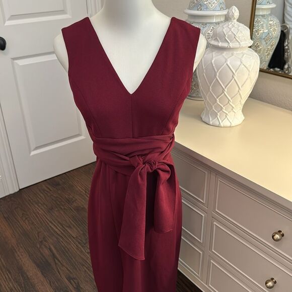 Dress the Population Alessia Tie Waist Crepe Dress-N5 - Picture 6 of 7